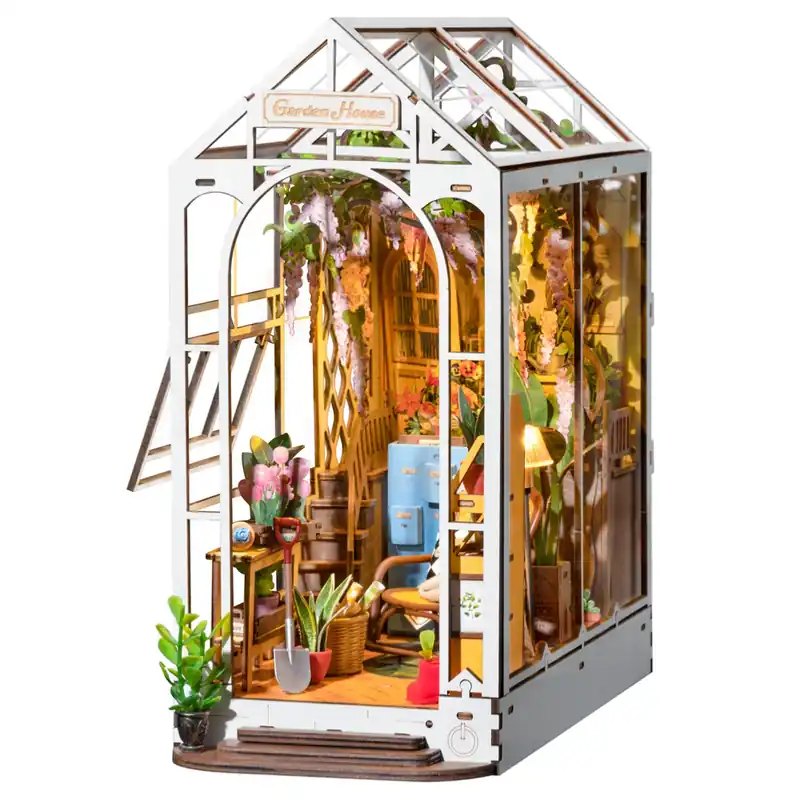Acheter Direct Kit Maquette Book Nook à fabriquer Véranda Garden House 18x10x24 cm TGB06 Serre-livres 3D Jardin miniature