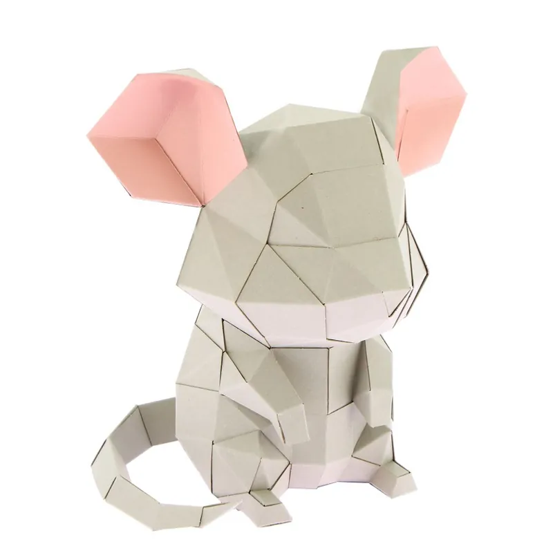 Kit de pliage Prédécoupé Souris Grise assise Agent Paper Satisfait Ou Remboursé
