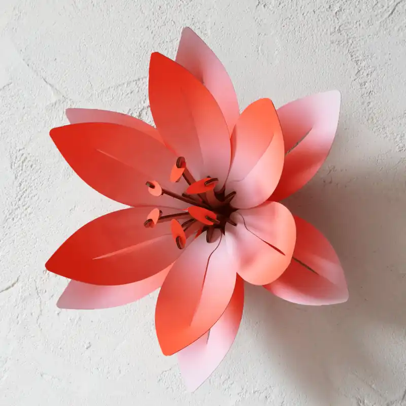Kit de fabrication 1 Fleur murale en Papier Pêche H 9 cm x 19 cm Assembli Jusqu'à Épuisement Des Stocks
