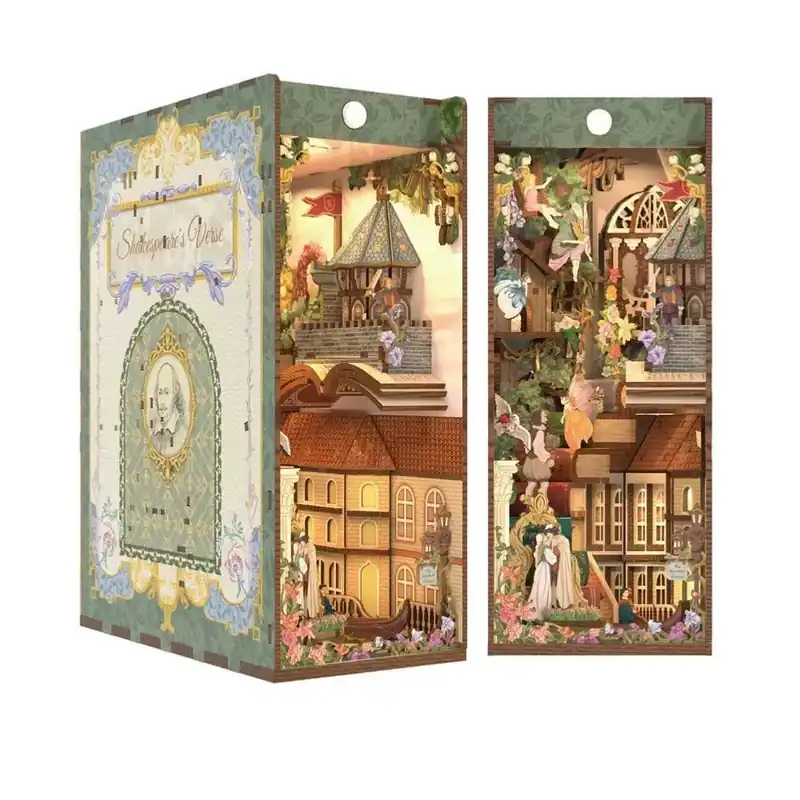 Kit Maquette Book Nook Epoque Shakespeare 18x10x24.5 cm HTQ129 Serre-livres Shakespear‘s Verse Miniature 3D Authentique