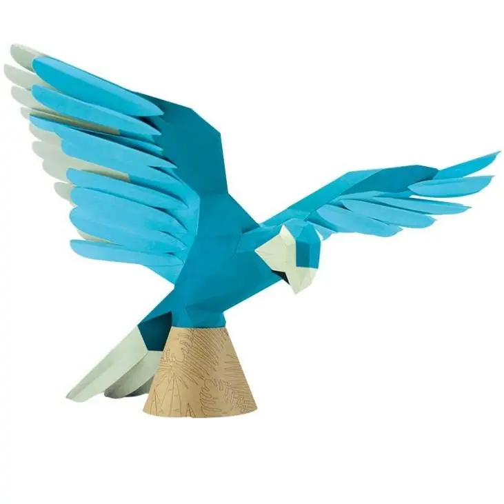 Satisfait Ou Remboursé Kit de pliage Prédécoupé Oiseau Perroquet Bleu 53x37x25 Agent Paper