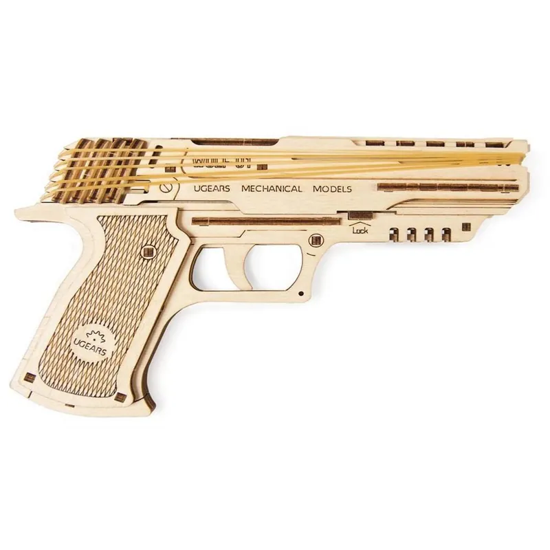 Ugears Maquette Bois Pistolet Wolf-01 Puzzle 3D mécanique Populaire
