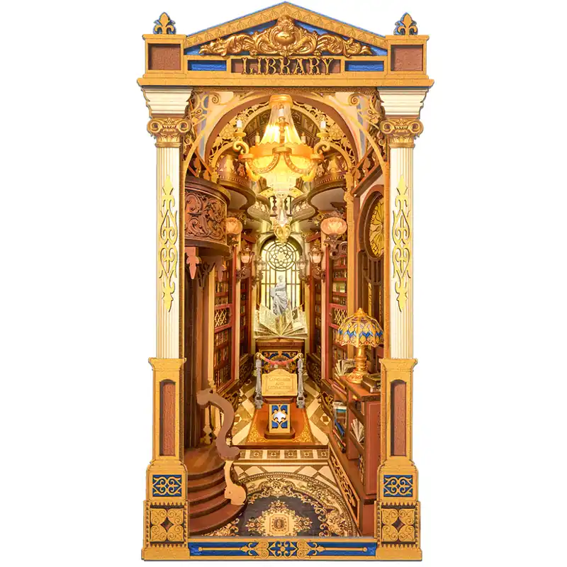 Offre Spéciale Kit Maquette Book Nook à fabriquer Library of Wonders 14x23x26 cm TGB16 Serre-livres Bibliothèque 3D miniature Rolife