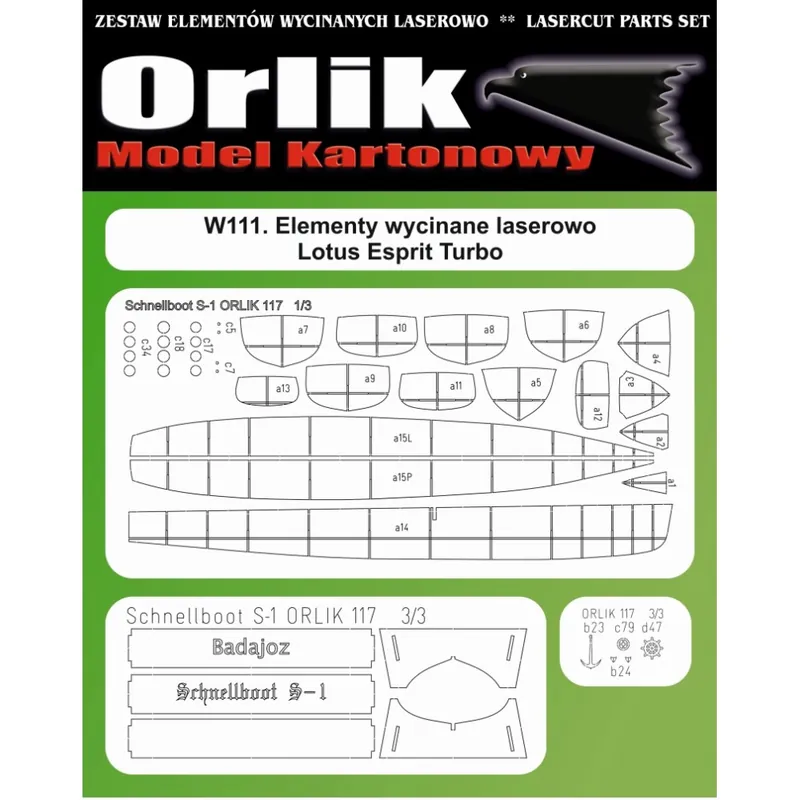 Orlik 117w Elementy wycinane laserowo do modelu Schnellboot S-1 Commande En Gros