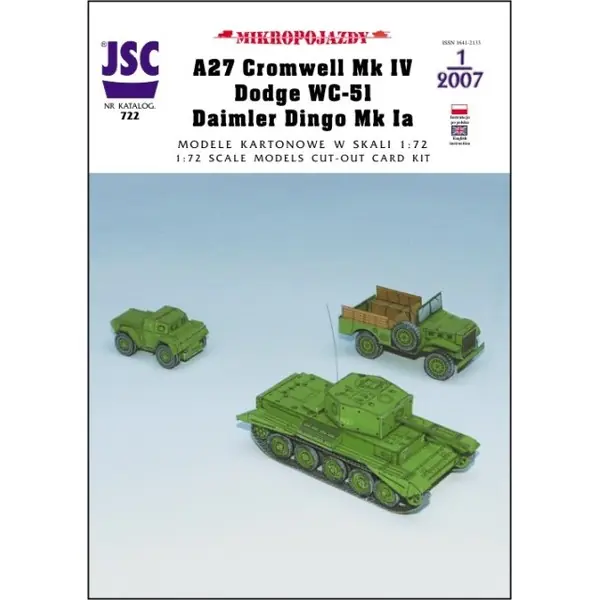 JSC 722 Mikropojazdy - A27 Cromwell Mk IV , Dodge WC-51 , Daimler Dingo Mk Ia Commande En Gros