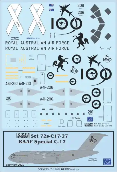 Bon Marché Draw Decal 72-C17-27 Boeing C-17 A Globemaster III - Royal Australian Air Force Special Scheme