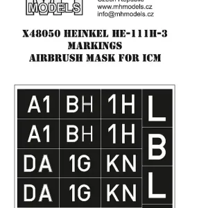MH Models X48050 Heinkel He.111H-3 Markings airbrush mask Petit Prix
