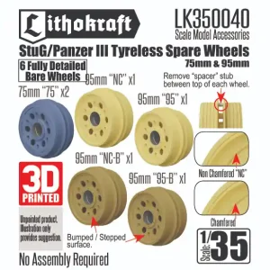 Populaire Lithokraft Range 350040 StuG/Panzer III Tyreless Spare Wheels (75mm And 95mm)