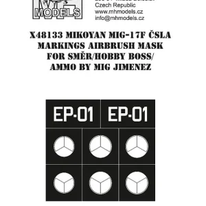 MH Models X48133 Mikoyan Mig-17F CSLA Markings Airbrush Mask For Smer/Hobby Boss/Ammo By Mig Jimenez Jusqu'à Épuisement Des Stocks