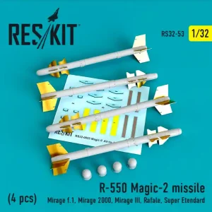 DISCONTINUED RES/KIT 32-0053 R-550 Magic - 2 missile 4 pcs Mirage F.1, Mirage 2000, Mirage III, Rafale, Super Etendard Certifié