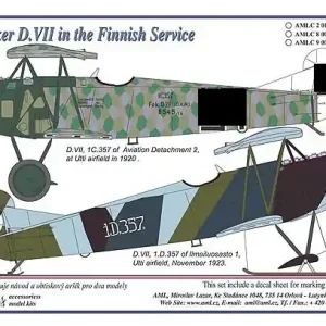 Prix Réduit AML C2017 Fokker D.VII in the Finnish Service (2 decal versions)