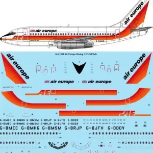 Meilleur Choix NEW! 26 Decals 441389 Boeing 737-2S3/Adv - Air Europe Laser Decal (for X-Scale Kits)