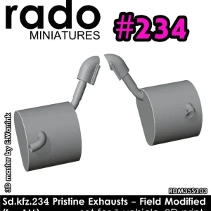NEW! Rado Miniatures 35S103 Sd.Kfz. 234 - Pristine Exhausts Field Modified (Cut Pipes / 3D-Printed) Dernier Modèle