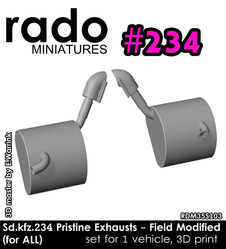 NEW! Rado Miniatures 35S103 Sd.Kfz. 234 - Pristine Exhausts Field Modified (Cut Pipes / 3D-Printed) Dernier Modèle