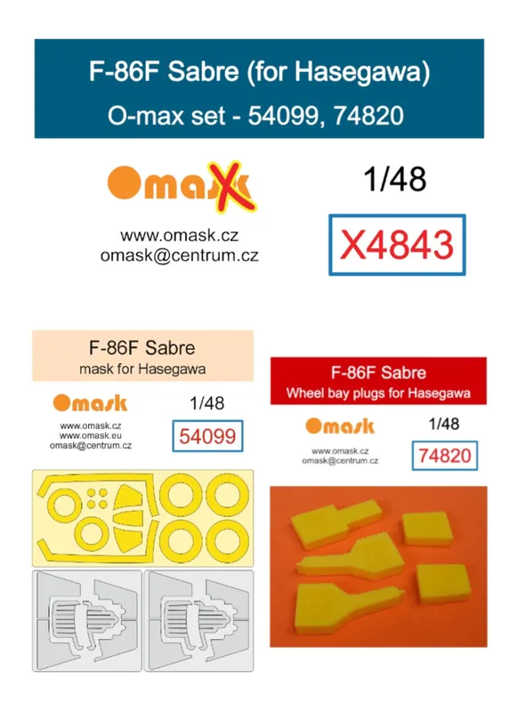 Offre Limitée NEW! Omask X4843 North American F-86 F Sabre - O-Max Set (for Hasegawa Kits)