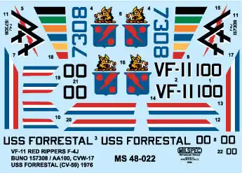 NEW! Milspec 48022 McDonnell Douglas F-4 J Phantom - VF-11 Red Rippers (USS Forrestal CV-59 / 1976) Prix Réduit