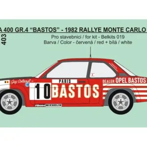 Rejimodel 403 Opel Ascona 400 - 1982 Rallye Monte Carlo / Ypres - Colsoul / Lopes (for Belkits 019 Kit) Haute Qualité