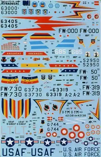 Dernier Modèle Xtradecal 72116 North American F-100 D/F Super Sabre Part 1 (9 schemes)