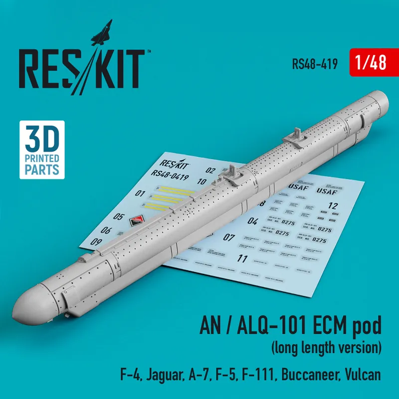 RES/KIT 48-0419 AN / ALQ-101 ECM Pod (Long Length Version) (F-4, Jaguar, A-7, F-5, F-111, Buccaneer, Vulcan) (3D Printing) Acheter Direct