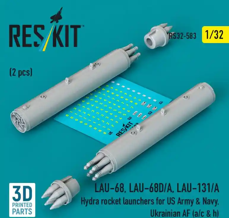 Expédié Aujourd'hui RES/KIT 32-0583 LAU-68 / LAU-68D/A and LAU-131/A Hydra Rocket Launchers for US Army & Navy, Ukrainian AF (a/c & h) (2 pcs / 3D Printed)