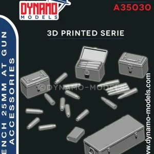 Dynamo-Models A35030 French 25mm Anti-Tank Gun Ammunition And Accessories Certifié