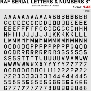 Armycast ACM49009 RAF Serial Letters and Numbers 8" Offre Spéciale