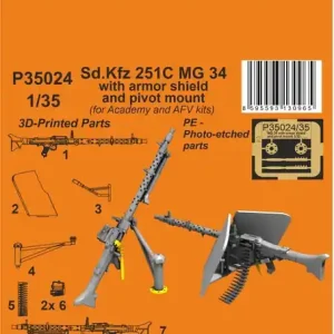 Must-Have CMK P35024 Sd.Kfz 251C MG 34 With Armor Shield And Pivot Mount (For Academy And AFV Kits)