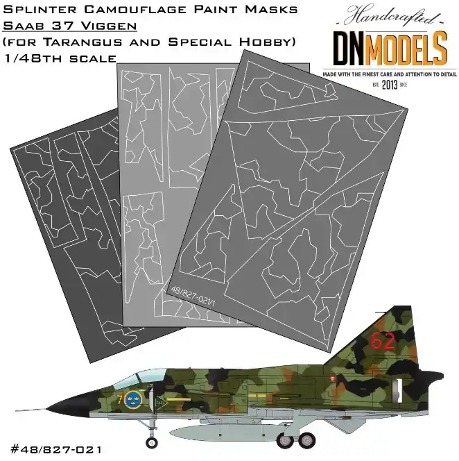 DN Models 48-827-021 Splinter Camo Paint Mask Set Saab 37 Viggen Nouvelle Collection