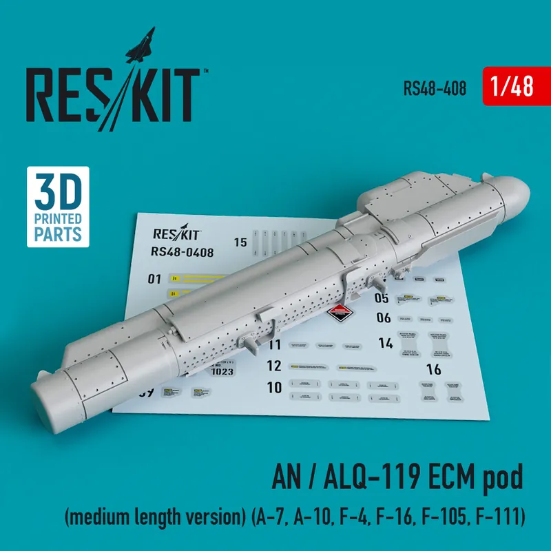 Solde RES/KIT 48-0408 AN / ALQ-119 ECM Pod (Medium Length Version) (A-7, A-10, F-4, F-16, F-105, F-111) (3D Printing)