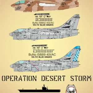 Produit De Marque Procal Decals 32-103 LTV A-7 E Corsair - USS J.F. Kennedy VA-72 Blue Hawks Operation Desert Storm Decals