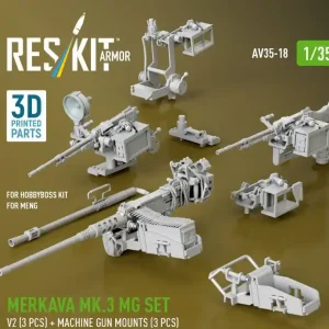 RES/KIT AV35-0018 Merkava Mk.3 - MG Set V2 (3 pcs) and Machine Gun Mounts (3 pcs) (for Meng & HobbyBoss Kits / 3D Printed) Must-Have