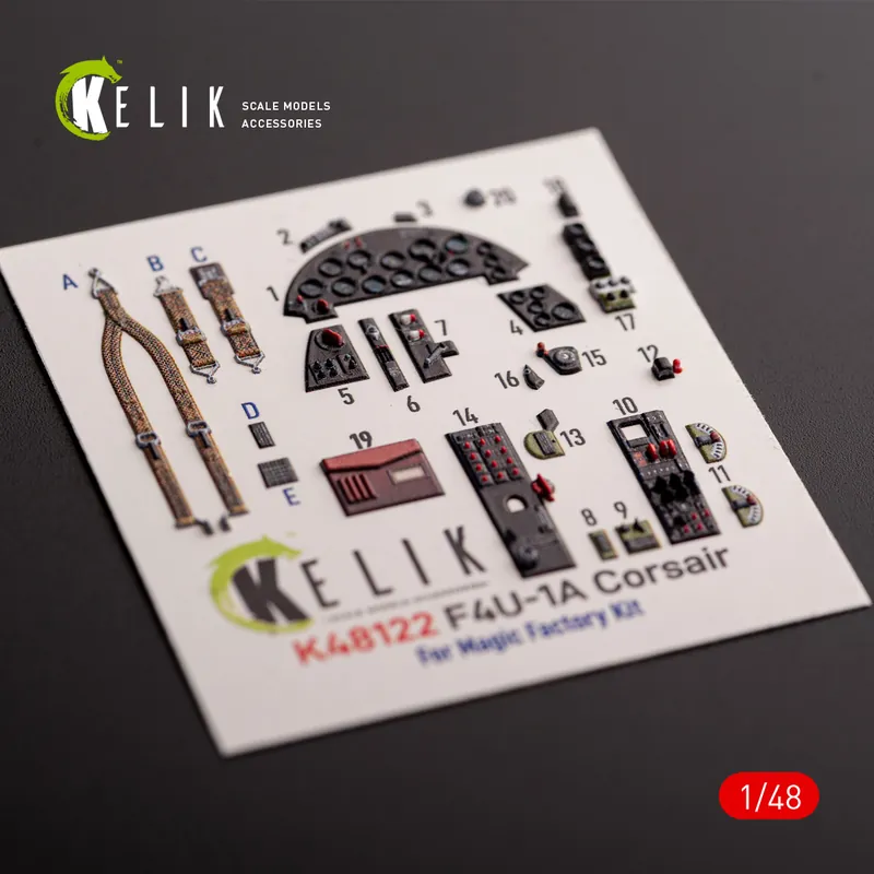 Produit De Marque KELIK K48122 F4U-1A Corsair - Interior 3D Decals For Magic Factory Kit