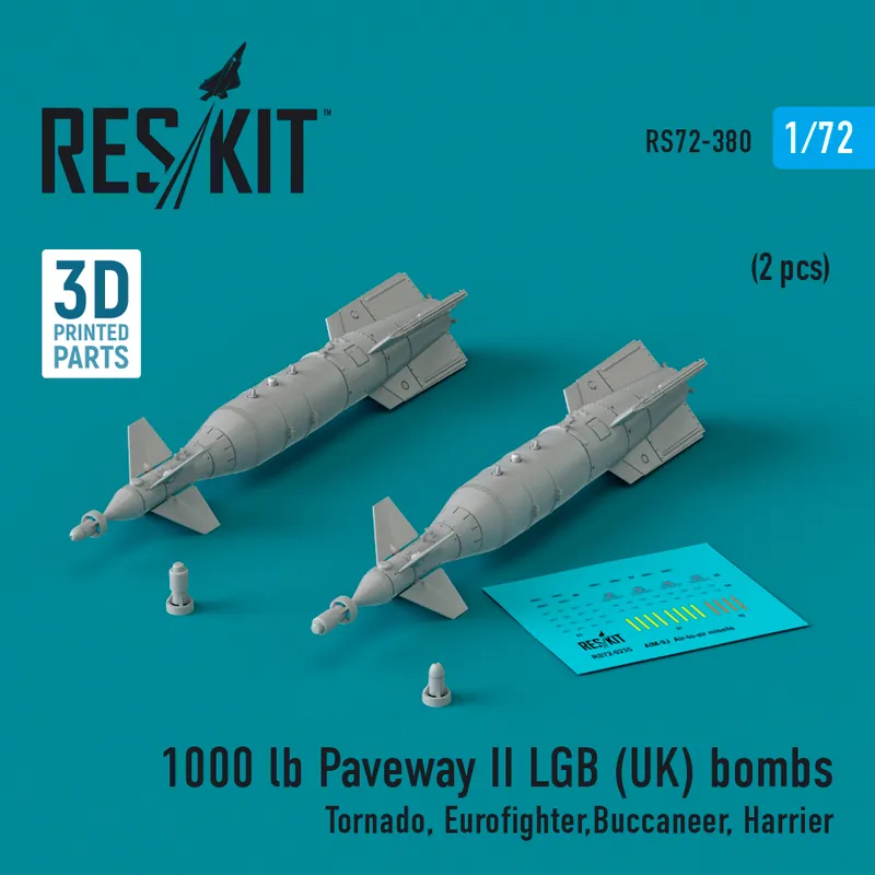 Petit Prix RES/KIT 72-0380 1000 lb Paveway II LGB (UK) Bombs (2pcs) (Tornado, Eurofighter, Buccaneer, Harrier) (3D Printed)