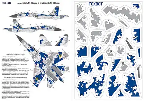 FOXBOT FM-72-003 Digital Masks for Sukhoi Su-27S, Ukranian Air Forces, digital camouflage Vente Directe