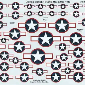 Experts-Choice Decal 7224 US National Insignia Star and Bar 1943 red border (9 sizes) Prix Choc