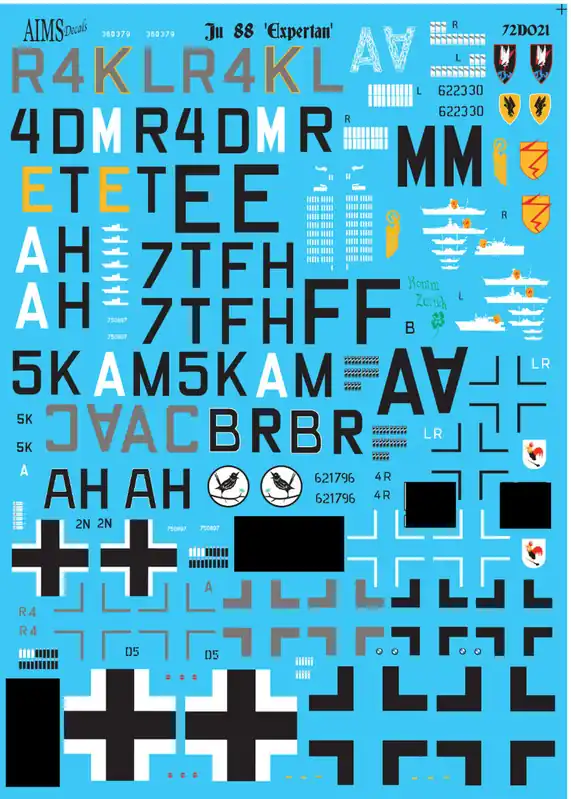 Réduction Aims 72D021 Junkers Ju-88 Experten Decals