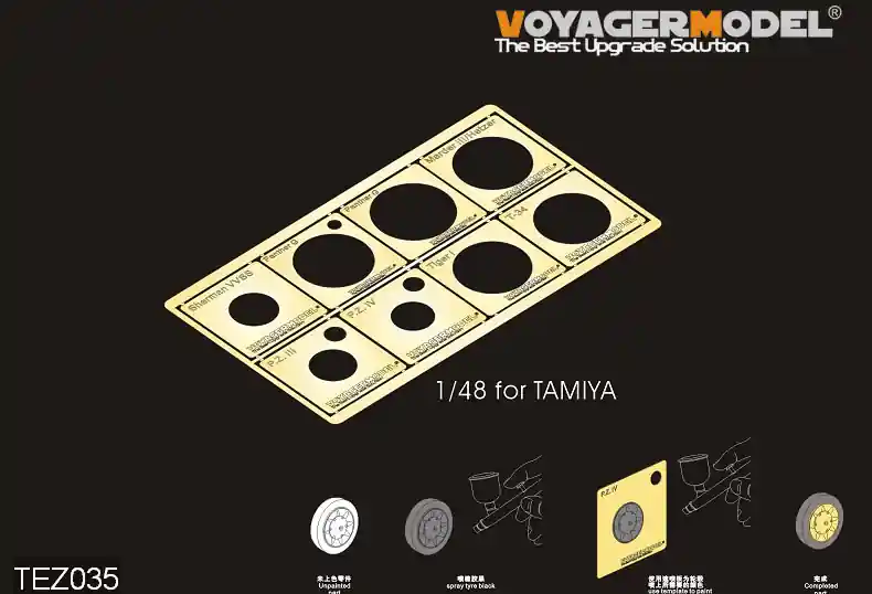 VoyagerModel.Co.Ltd TEZ035 WWII AFV Road Wheels Stenciling Templates Petit Prix