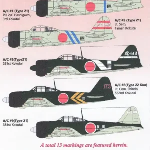 Lifelike Decals 48062 ​​​​​​Mitsubishi A6M Zero - Part 2 (13 schemes) Réduction