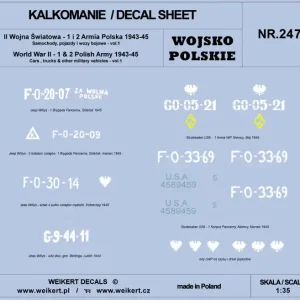 Weikert Decals DEC247 Wojsko Polskie - 1 i 2 Armia Polska 1943-1945 Volume 1 Must-Have