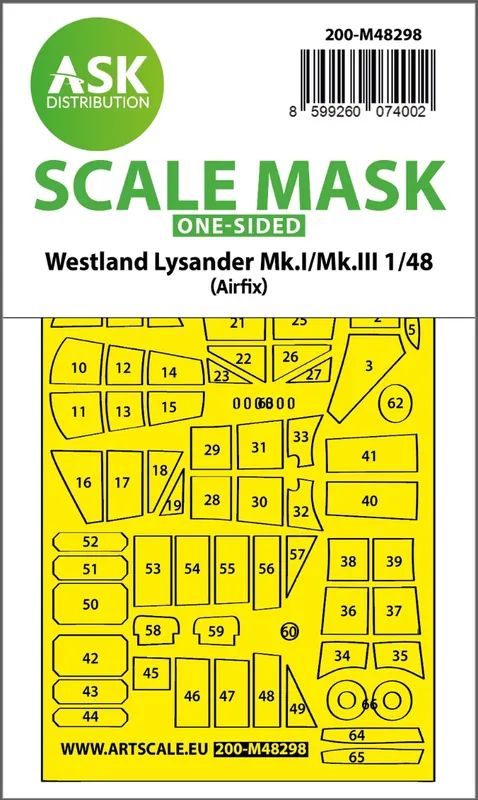 Art Scale Kit M48298 Lysander Mk.I / Mk.III One-Sided Express Fit Mask For Airfix Prix Promo