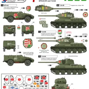 Produit De Marque Star-Decals 35-942 Hungarian Uprising 1956 1. T-34-85, BTR-40.