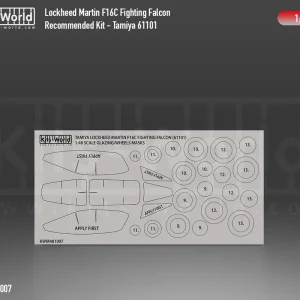 Achat Immédiat Kits World M481007 Lockheed Martin F-16C Fighting Falcon wheels and canopy paint mask outside only (for Tamiya 61101 kit)