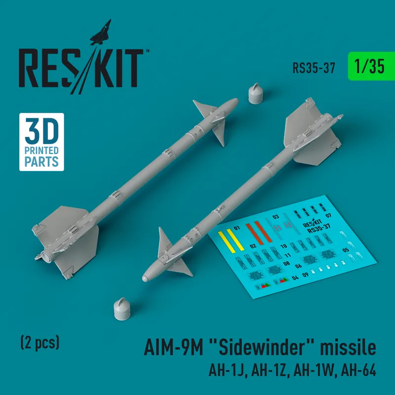 Achetez Aujourd'hui RES/KIT 35-0037 AIM-9M ‘Sidewinder" Missile (AH-1J, AH-1Z, AH-1W, AH-64) (2pcs) (3D Printed)