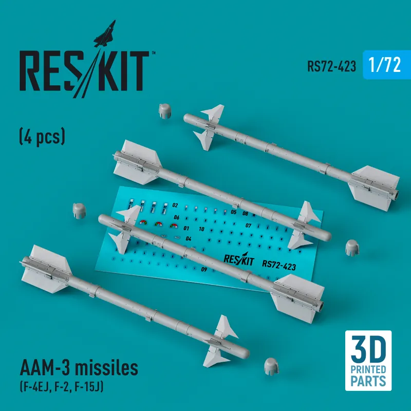 RES/KIT 72-0423 AAM-3 Missiles (4pcs) (F-4EJ, F-2, F-15J) (3D Printed) Offre Limitée