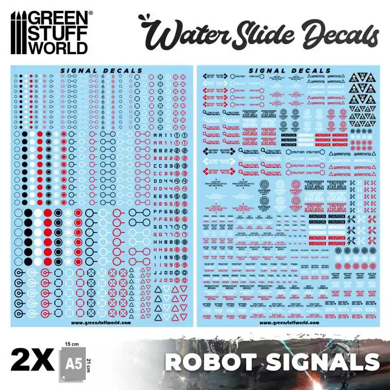 Green Stuff World 2116 Waterslide Decals - Robot Signals Quantité Limitée