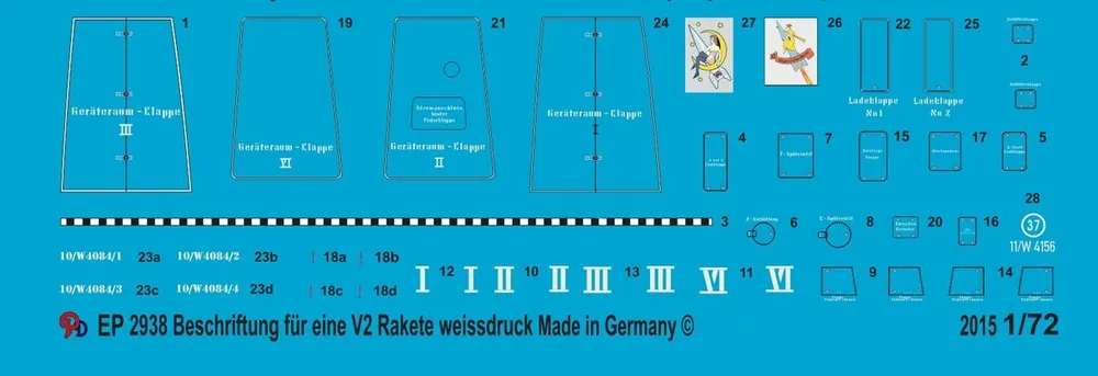 Peddinghaus-Decals 2938 Markings For German V2/A4 Rocket White Print Commander Vite