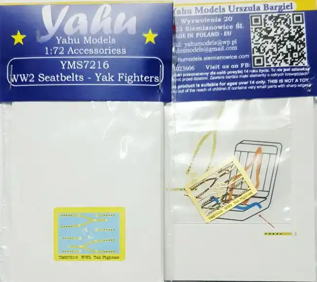 Yahu Models S7216 WW2 Seatbelts - Yak Fighters Dernier Modèle
