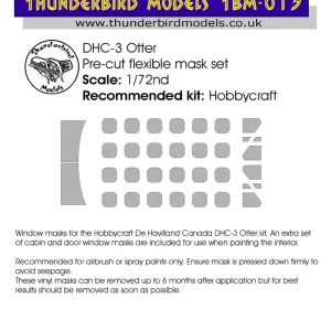 Commander Maintenant Thunderbird Models TBM013 de Havilland Canada DHC-3 Otter Paint Mask Set (for Hobbycraft kits)