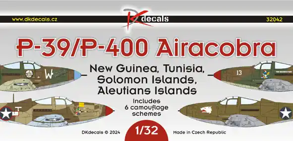 DKdecals 32042 P-39/P-400 Airacobra - New Guinea, Tunisia, Solomon Islands, Aleutians Islands Prix Choc
