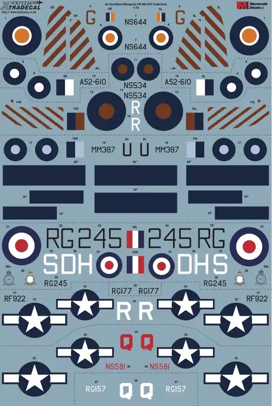Meilleure Vente Xtradecal 72336 de Havilland Mosquito B.Mk.XVI & PR.34 Collection (8 schemes)